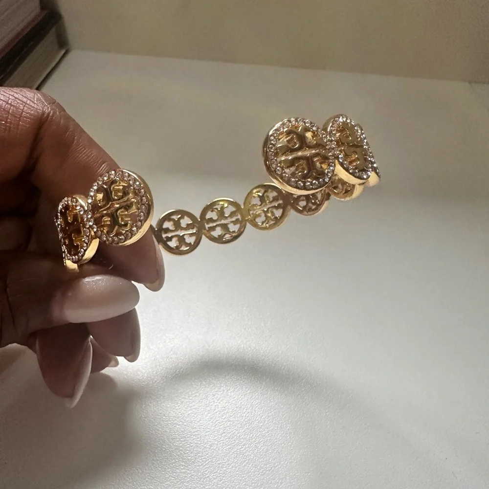 Tory Burch Gold Miller Pave Cuff - Picture 6 of 7